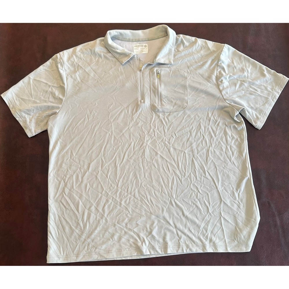 Reel Legends Freeline Mens XXL Gray Quarter Zip Performance Fishing Polo Shirt